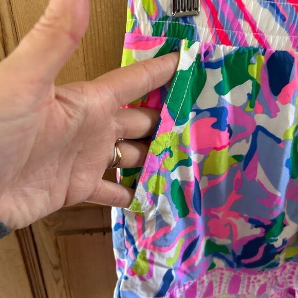 Lilly Pulitzer XXS Shorts‎ Blue Pink Green Floral Pockets Drawstring - Picture 6 of 11